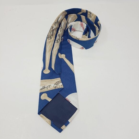 Joe Boxer | Men's Navy Blue Novelty Baseball Ball Slugger Themed Tie (One Size) - Picture 6 of 11